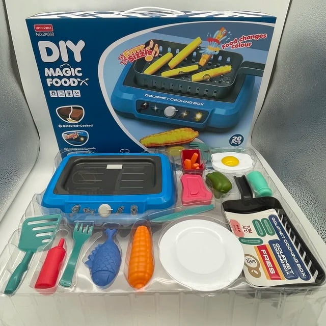 Children‘s Barbecue Table Toys Play Home Color-changing Food Simulation Cooking Rice Cooking Multifunctional Induction Cooker