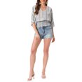 thumbnail image 2 of INSPIRE CHIC Boho Top for Women's Chiffon Smocked Batwing Dolman Sleeve Blouse XS Blue White, 2 of 5