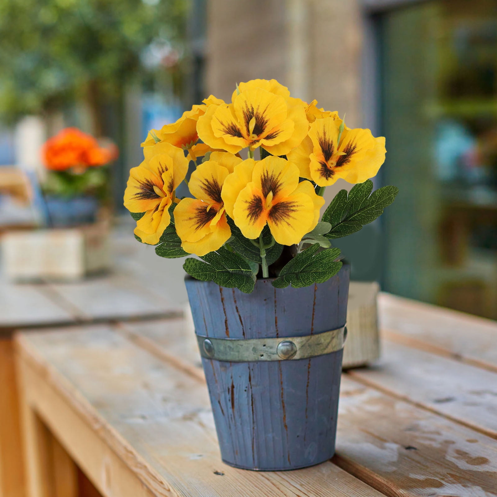 12 Bundles Outdoor Artificial Flowers, UV-Resistant Artificial Pansies, Outdoor Silk Flowers for Garden, Planter, Patio, Porch, and Indoor Home Decor