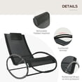 thumbnail image 5 of Auto Beyond Pool Lounger, Outdoor Rocking Lounge Chair for Sunbathing, Pool, Beach, Porch with Pillow & Cool Mesh, Sun Tanning Rocker, Black, 5 of 6