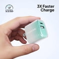 thumbnail image 4 of Powertek Frosty 20W USB-C PD + USB-A Dual Port Wall Charger, Mint, 4 of 7