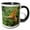 Black/White, variant on 3drose, Canada, Vancouver. Golden Chanterelle Surrounded by Moss, 11oz Two-tone Green Mug