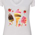 thumbnail image 4 of Inktastic Ice Cream Cone and Popsicles Women's V-Neck T-Shirt, 4 of 5