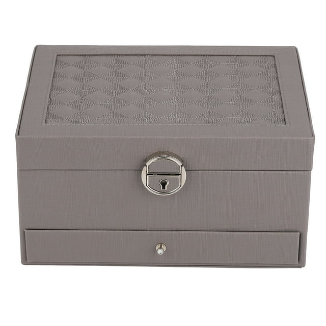 Jewelry Storage Box, Waterproof Dustproof Jewelry Storage Case Double Layer Partition Large Capacity For Household Gray,Maroon,Black,White