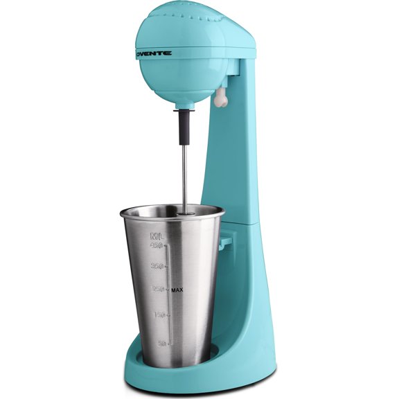 OVENTE Máquina para Hacer Batidos Clásica de 2 Velocidades con Taza Mezcladora de Acero Inoxidable de 15.2 Oz, Batidora de Bebidas Compacta y Fácil de Limpiar