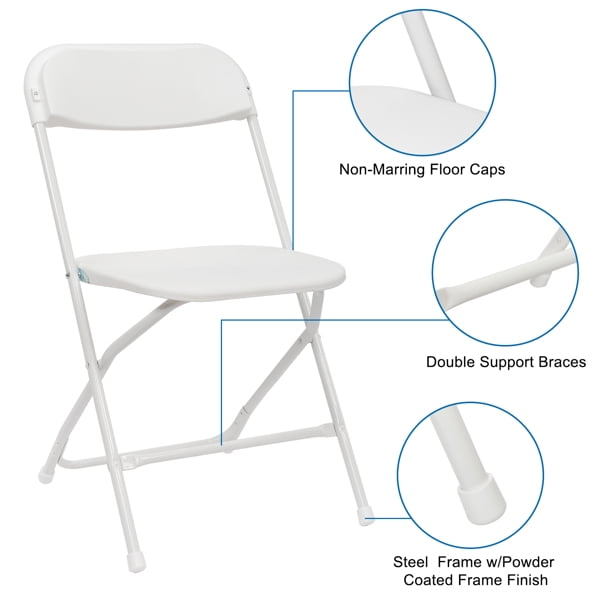 Set of 5  Plastic Folding Chairs Wedding Banquet Seat Premium Party Event Chair 
