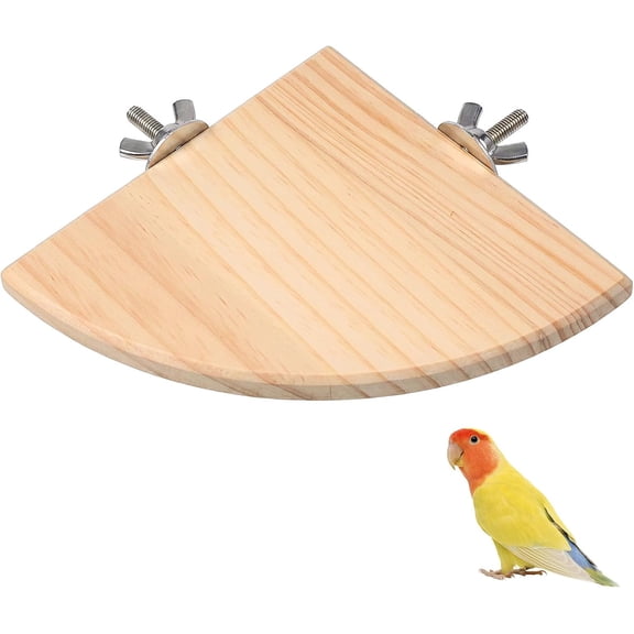 Flat Bird Perch, Wood Flat Perches For Birds Cages, Bird Platform, Fan Shaped Series, Natural Pine Wood Board, Pet Bird Cage Play Corner, 1 Pack