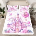 thumbnail image 2 of Erosebridal Dreamy Castle Queen Sheet Sets, Fairy Princess Bedding Queen Size, Flower Bowknot Decor 4pcs, 2 of 7