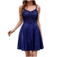 thumbnail image 1 of Robe d'Été Sexy Sans Manches à Bretelles Spaghetti Smockées Col en V Mini Robe Soirée Boîte de Nuit, 1 of 7
