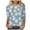 Blue, variant on YDLCAFD T shirt Womens Dressy Tops 3/4 Length Sleeve Summer Crew Neck Tshirts Flower Printing Loose Casual Blouses Fashion