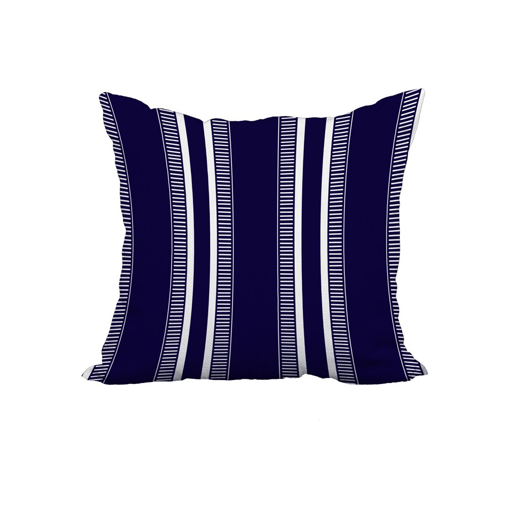 22 x 22 Inch Navy Blue Stripe Print Decorative Polyester Throw Pillow