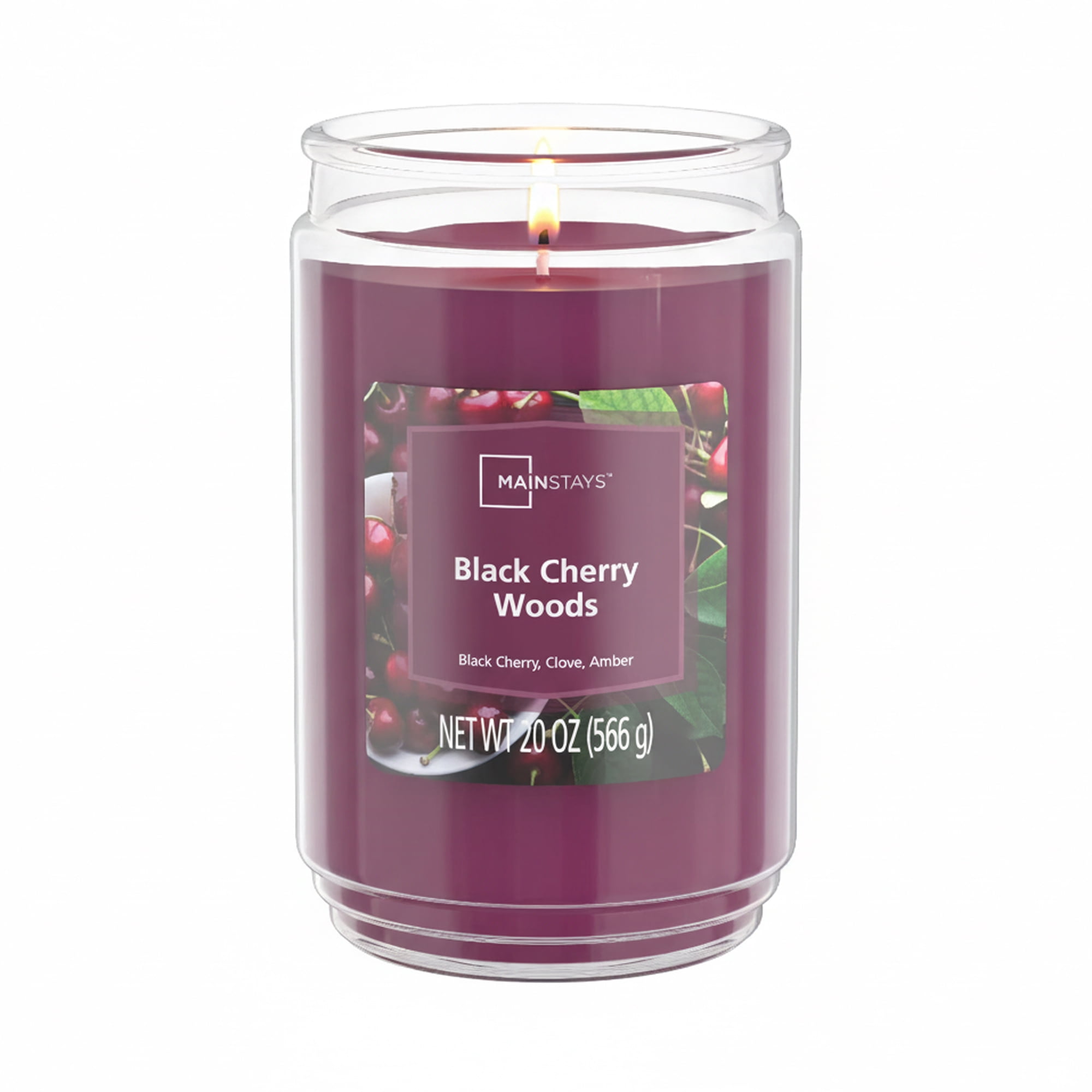 (3 pack) Mainstays Black Cherry Woods Single-Wick Scented Glass Jar Candle, 20 oz