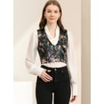 thumbnail image 4 of DARING DIVA Women's Floral Button Closure Cropped Satin Waistcoat M Black, 4 of 6