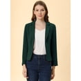 thumbnail image 3 of INSPIRE CHIC Chaqueta abierta de la chaqueta del traje de la cosecha del trabajo de la oficina del frente de las mujeres Verde-Sólido XL, 3 of 6