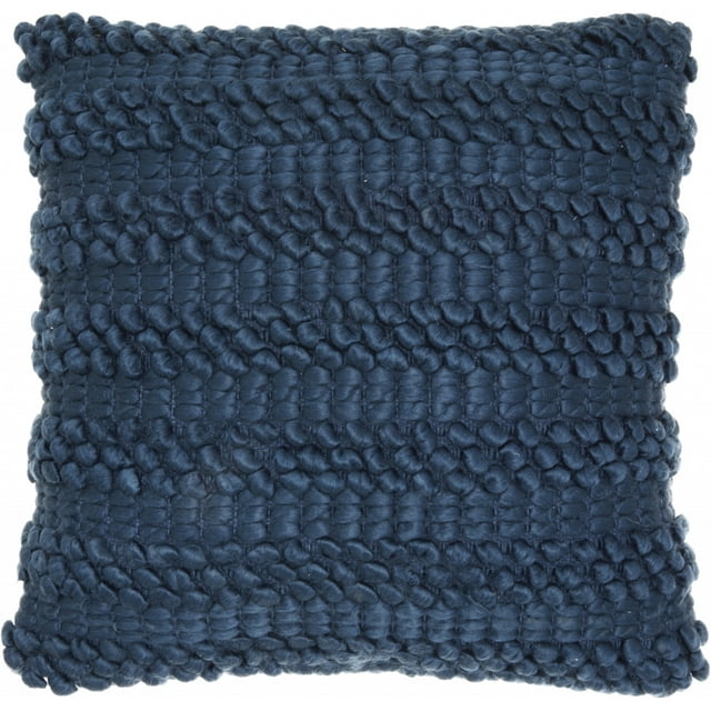 homeroots Décor 386057 XL Bleu Foncé Pompon Détaillée Jeter Oreiller