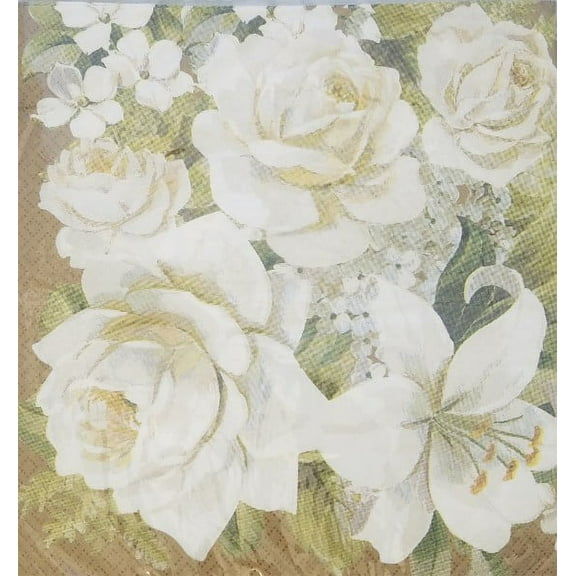 Wedding and Bridal 'Cherished Bouquet' Extra Large Lunch Napkins (16ct)