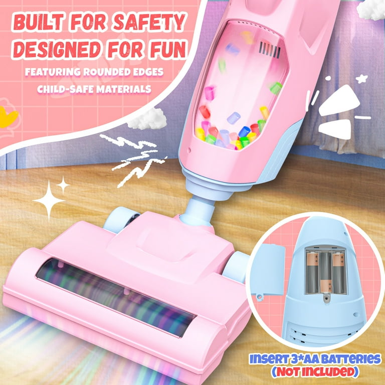 YCFUN Kid Toy Vacuum Cleaner, Cordless Vacuum with Realistic