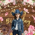 thumbnail image 3 of Pink Western Cowgirl Birthday Backdrop, Rustic Wood Board Horse Pink Floral Hat Boots Backdrop Photography for Cowgirl, Pink Wild Western Party Banner Photo Booth Studio Props Backdrops,8X6ft, 3 of 5