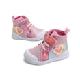 thumbnail image 5 of NOKIO Clearence Girls High-Top Canvas Sneakers Sparkly Sequin Heart Print Athletic Play Shoes Breathable Glitter Walking Flats Non-Slip Rubber Sole Toddler to Kids, 5 of 9