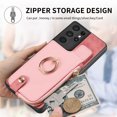 thumbnail image 5 of Nalacover Case for Samsung Galaxy S21 Ultra Wallet Case with Card Holder & Zipper Pocket, 360° Rotation Ring Kickstand Premium PU Leather Cover, Shockproof Magnetic Button Flip Stand Phone Case,Pink, 5 of 9