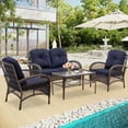 thumbnail image 2 of All-Weather Rattan Patio Furniture Set of 4, Outdoor Wicker Conversation Sets with Arm Chairs, Tempered Glass Table, Cushions, Sectional Sofa Set for Backyard Garden Poolside, K3007, 2 of 10