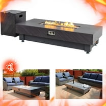 YLLN 60-INCH FIRE PIT TABLE,Stone Outdoor Gas Fire Pit Table with Rain cover