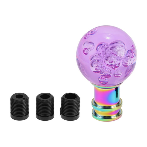 Unique Bargains 9cm Gear Shift Knob Acrylic Car for Automatic and Manual Transmission Vehicle W/ 3 Adapter Purple 1 Set