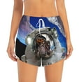 thumbnail image 2 of Susaid Astronaut in Outer Space Print Women's High Waisted Running Shorts Quick Dry Athletic Gym Track Workout Shorts Zip Pocket-X-Large, 2 of 7