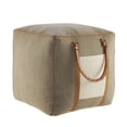 thumbnail image 3 of LR Home Medium Bordered Indoor Square Pouf, Taupe, 20" x 20" x 20", 3 of 8