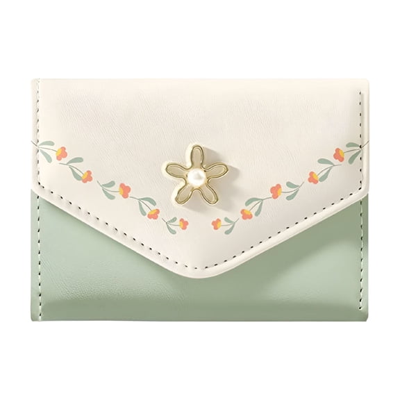 GASTROPOD Girls Cute Tri-folded Wallet Small Wallet Cash PU Leather Pocket Card Holder ID Window Purse for Women - Green