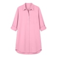 thumbnail image 6 of Guieoi Women's Elegant Casual Vacation-Style Long-Sleeve Shirt Dress Fall with Two Pockets Pink L, 6 of 6