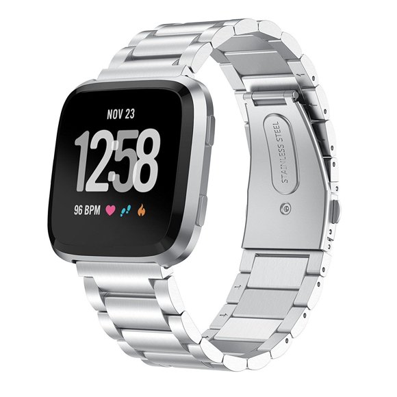 Mignova For Fitbit Versa 2/Versa/Lite/Special Bands, Stainless Steel Metal Replacement Strap Bracelet Wrist Band for Men/Women(Silver)