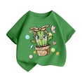thumbnail image 2 of piuwrlz Short Shirts Sleeve Kids Girls T-Shirts Tops Fashionable Printed Round Neck Blouses Cotton T Shirt Top Army Green Size 2-3 Years, 2 of 9