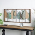 thumbnail image 3 of DecMode Brown Wood Cutout Leaf Wall Decor with Green and Black Metal Wire Accents, 3 of 14