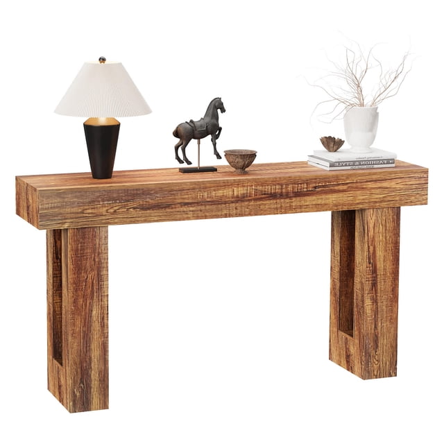 Ourlova 63 inch Farmhouse Wood Console Table with Slim Rectangular Design Brown