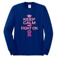 thumbnail image 2 of Keep Calm and Fight On Breast Cancer Awareness Mens Long Sleeve Shirt, Royal, Medium, 2 of 3