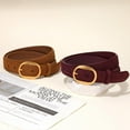 thumbnail image 7 of Womens Leather Suede Belt Brown Waist Belt for Casual Dress Jeans Ladies Genuine Leather Gold Buckle Belt, 7 of 7