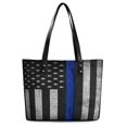 thumbnail image 2 of Police Flag Woman Leather Handbags Large Tote Bag Fashion Portable Handbags With Zipper, 2 of 7