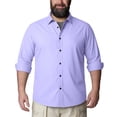 thumbnail image 6 of Hsovts Mens Dress Shirts Long Sleeve Collared Stretch Solid Formal Wedding Dating Business Casual Button Down Shirt Pocket Big & Tall Light Purple 3XL, 6 of 7