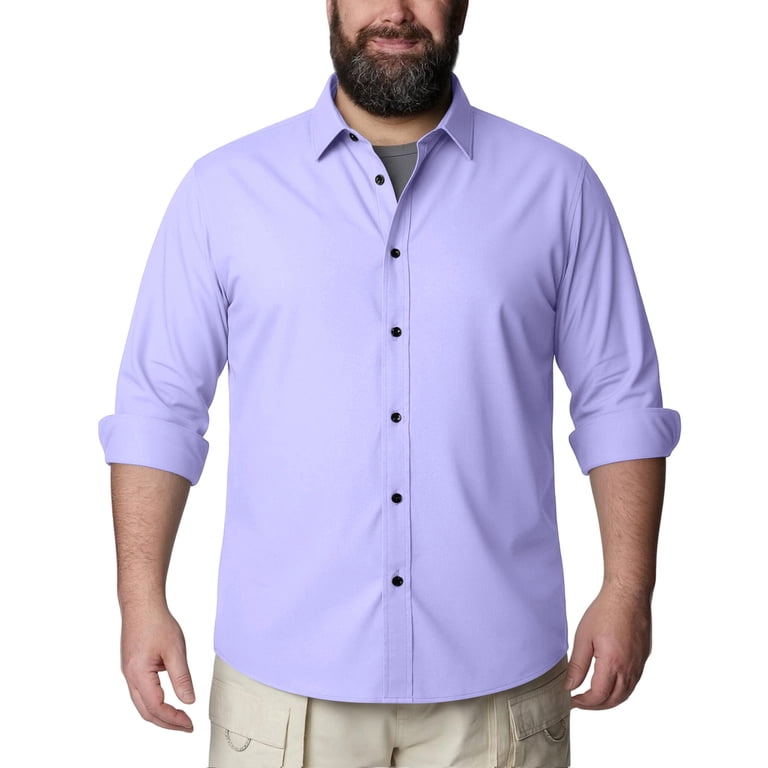 purple big and tall dress shirts Van Heusen Men's Big & Tall Flex-Collar Dress Shirt Purple Multi Check New  $55