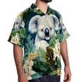 thumbnail image 2 of Koala Men's Short Sleeve Hawaiian Beach Poplin Shirt Casual Printed Button Down Summer Unisex Shirt, 2 of 6