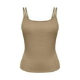 thumbnail image 4 of successthop Tank Tops for Women Built in Bra Spaghetti Straps Ribbed Camisole Sleeveless Undershirts Vacation Tops Brown, 4 of 8