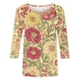 thumbnail image 5 of Hueook Shirts for Women Thermal Shirts for Women Women Fashion Casual Printed Round Neck Three Quarter Sleeve 3/4 Sleeve T-shirt Loose Multicolor S, 5 of 5
