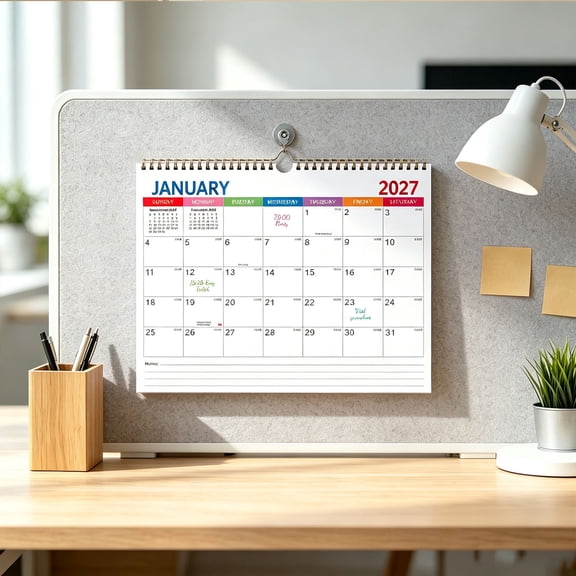 2027 Wall Calendar 11"x14",Monthly Hanging Calendar with Large Notes Area Spiral Binding for Home Office Planning