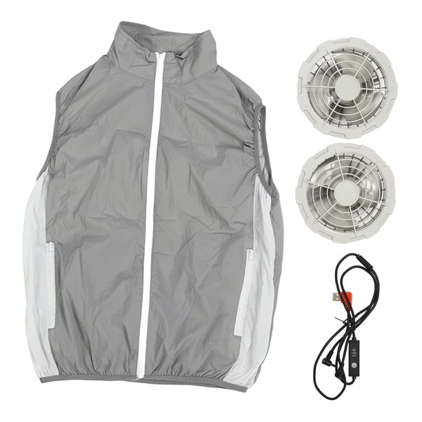Chaleco de enfriamiento para hombres y mujeres Ropa con aire acondicionado con 2 ventiladores Chaleco de ventilador de enfriamiento portátil para el trabajo Pesca Senderismo Al aire libre Gris XXL YUNYI BRAND Deportes