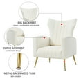 thumbnail image 3 of Highsound Tufted Accent Chair with Metal Gold Legs, Velvet Upholstered Arm Club Leisure Modern Chair for Living Room Bedroom Patio, White, 3 of 10