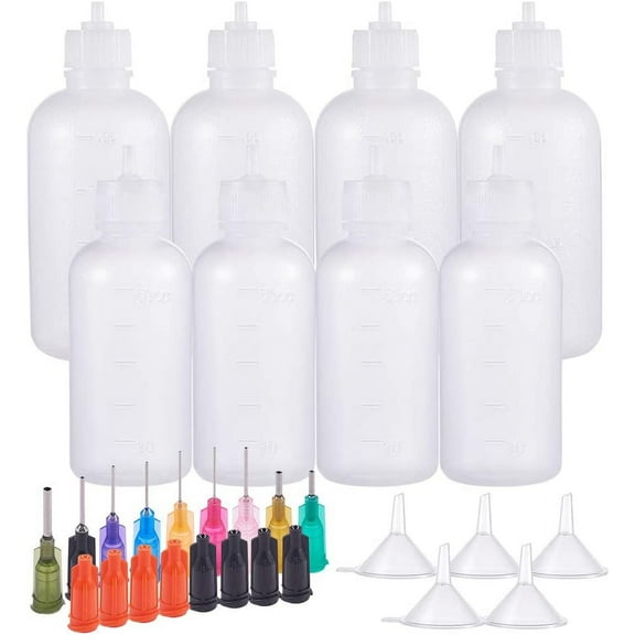 1Sets 8 Packs 1.7/3.4oz Multi-purpose DIY Precision Tip Applicator Bottles Set Fine Needle Tip Glue Applicator Squeeze Bottles for DIY Quilling Acrylic Paint Artwork Hobbies Oil Bottle