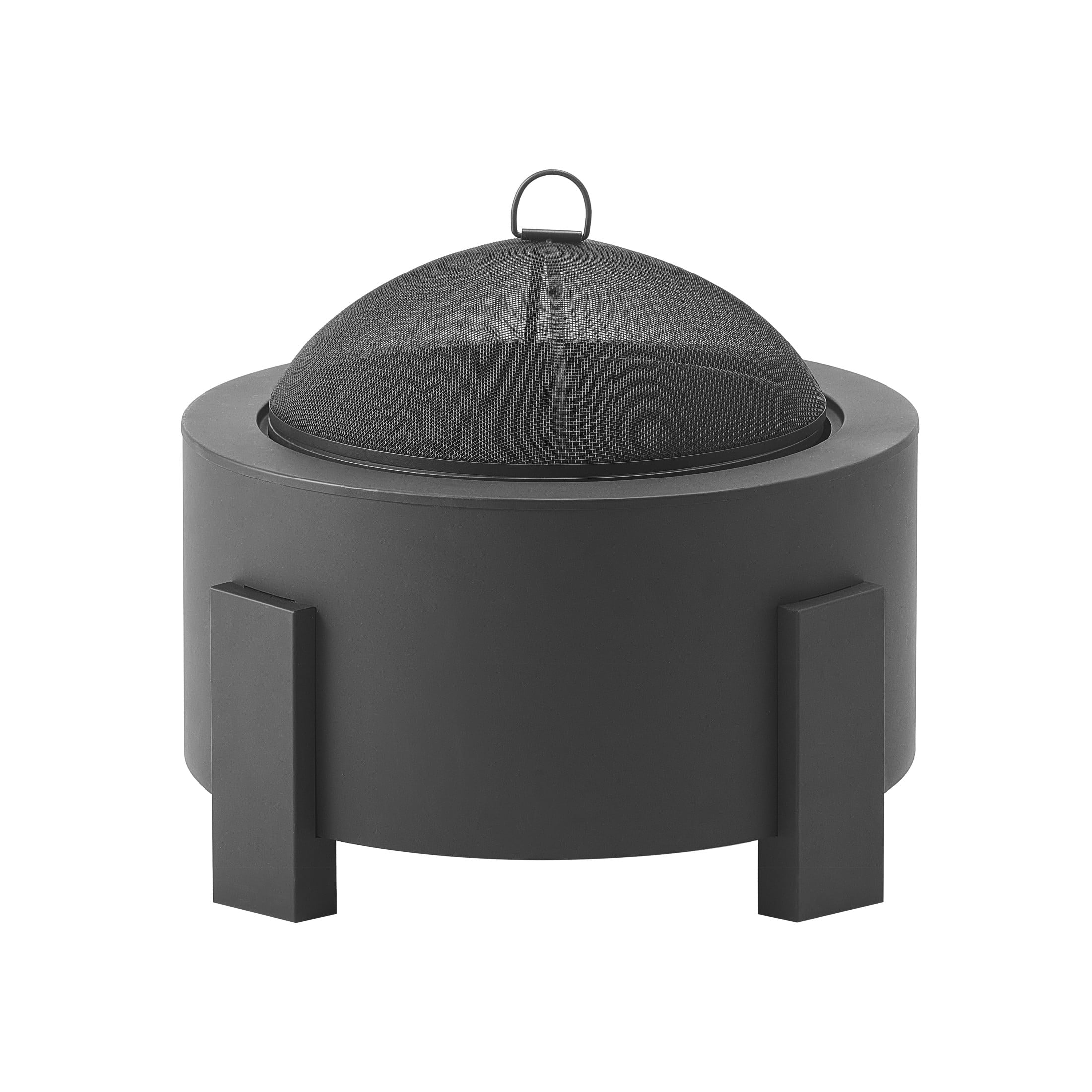 Christopher Knight Home 25" Modern Wood-Burning Iron Fire Pit with Spark Screen and Poker, Outdoor Patio Heater, Black