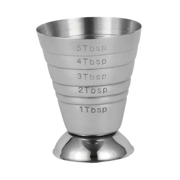 Vaso medidor de acero inoxidable, medidor de 2,5 oz, accesorio de bar, herramienta para vino plateado