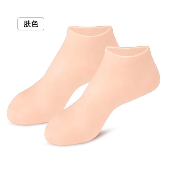 1 Pairs Silicone Socks for Men and Women Thickened, Moisturizing Silicone Socks for Dry Cracked Feet, Anti-Slip Super Stretch & Soft Foot Spa Pedicure Socks Complexion One Size